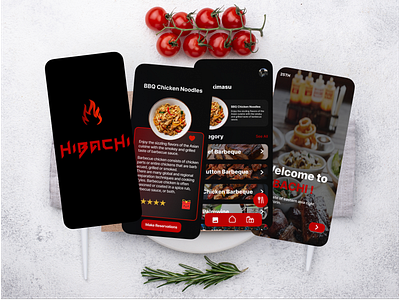 HIBACHI RESTAURANT MOBILE app branding design graphic design illustration ui