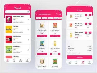 Emudi online grocery App UI app design app ui bag cart design drink food graphic design grocery mobile apps new saad khan shop shopping ui ux