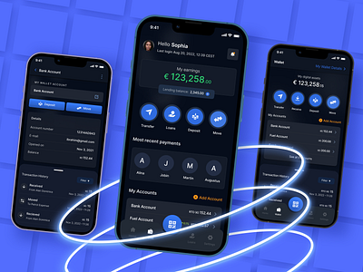DeFi App black blockchain blue crypto dark darkui defi design ui wallet
