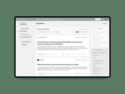 business news aggregator page ui