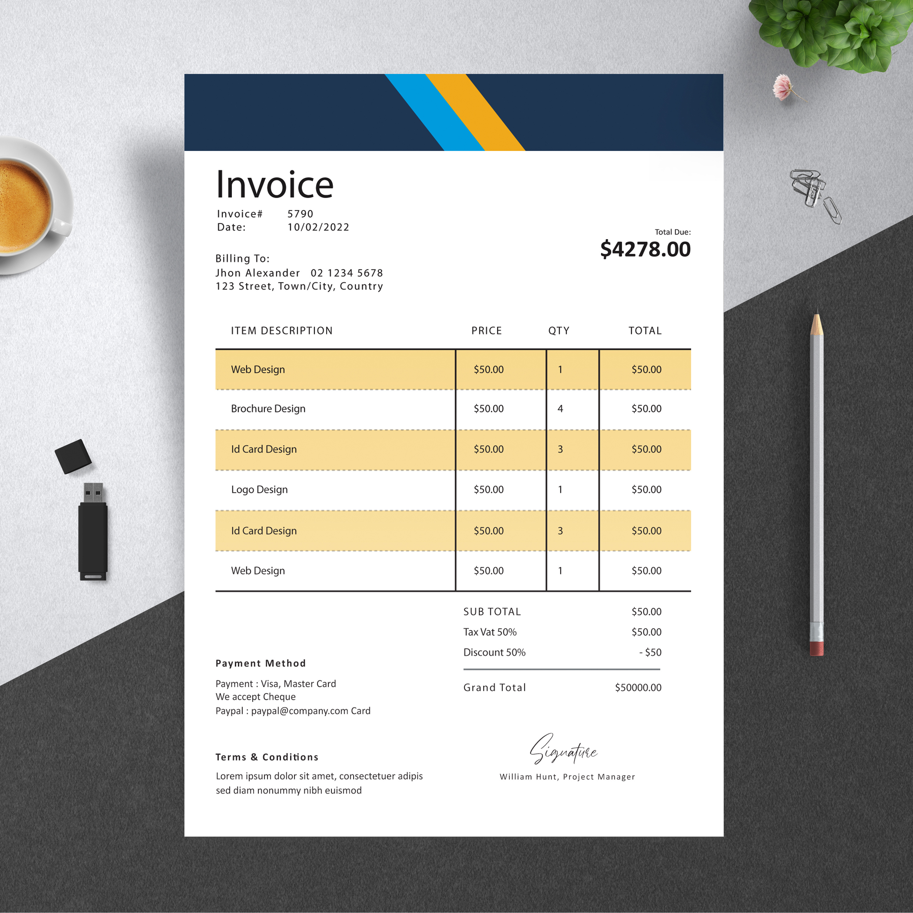 Invoice by FabulousTemplates on Dribbble