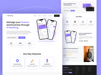 Banking Website Landing Page Design bank app banking ui banking website dailychallenge dailywebdesign dashboard design fancy design fintech website landingpage latest website design modern ui trending ui ui uiux ux redesign webdesign website concept website redesign