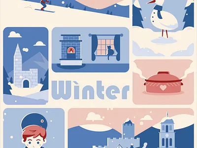 Winter im Elsàss - After Effects 2danimation after effects alsace animation bento igloo illustration illustrator motion design motion graphics skiing snow winter