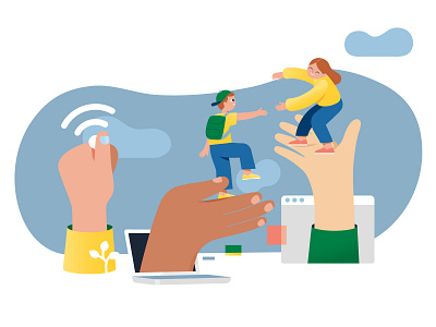 Digit-all branding character design design digital inclusion family illustration learning pop vector