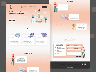 Online Courses Landing Page 3d 3d style design e learning illustration landing page online courses product design ui uiux ux webdesign