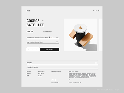Huzi Design Product Detail Page branding dailyui design illustration logo ui ux vector web website