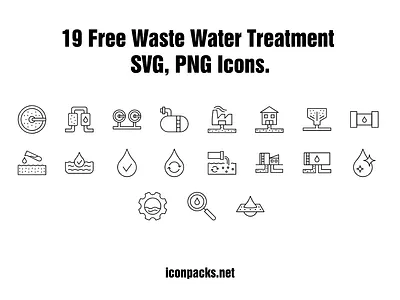 19 Waste Water Treatment Outline SVG, PNG Icons free free resources freebies icon pack icon set icons png icons svg icons