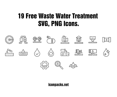 19 Waste Water Treatment Outline SVG, PNG Icons free free resources freebies icon pack icon set icons png icons svg icons