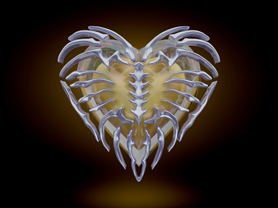 Heart protected by skeleton 3d 3drender blender chrome heart skeleton tattoo