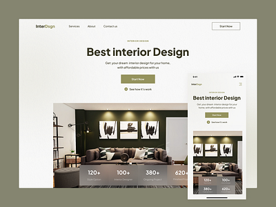 Hero section and responsive Interior design landing page design hero section interior design interior design landing page landing page mhala responsive responsive landing page ui ui design ui ux design