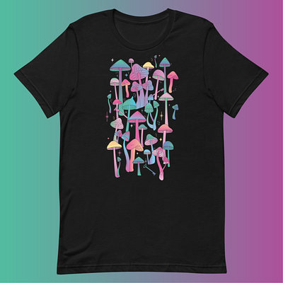 Psychedelic Apparel Design 70s apparel gradients illustrated mushrooms mushroom artwork mushrooms psychedelic psychedelic artowrk retro shrooms t shirt trippy