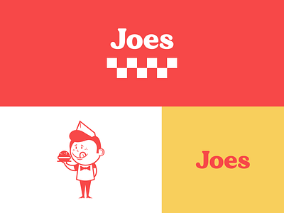 JOES BURGERS. branding burger illustration logo restaurant waiter