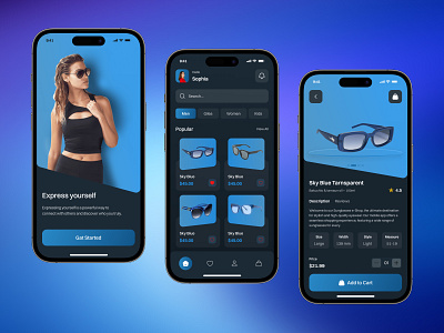 Sunglasses Shop Mobile App artificial intelligence contact len ecommerce app eyewears face scanning fashion fashion app glasses machine learninig marketplace mobile app mobile responsive online shop product page shop app spectacles sunglass app sunglasses ui uiux