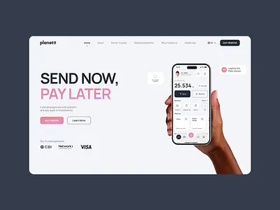 SNPL Neo Bank Landing Page app design digital financial fintech interface investment landing landing page mobile money neo online pay revolut send startup ui ux web design