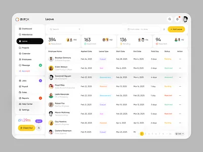 HR Management - Leave appdesign bestdesign creativeprocess dailyui designinspiration enterpriseui hrsoftware inspiration interfacedesign leavetracker moderndesign nextgenui productdesign saasdesign softwaredesign uidesign uitrends uxdesign uxui webapp