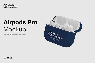 Airpods pro mockup 4kmockup airpodspro brandingmockup minimaldesign mockup mockuptemplate packagingdesign productmockup psdmockup smartobject