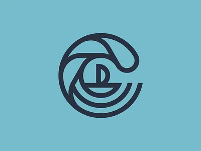 Sailing sign for "C" letter company. branding icon lettering line art logo logotype minimalism sign vector