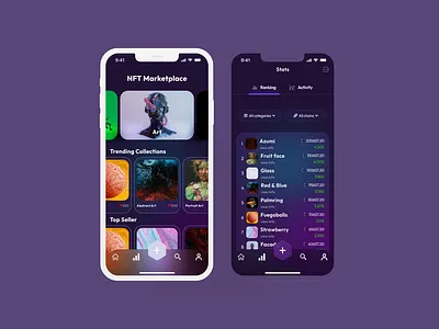 NFT Web3 Home & Stats page app design ui ux