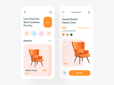 Furniture Mobile App e shop ecommerce interior design marketplace minimalist design mobile app online store product design sofa ui ux