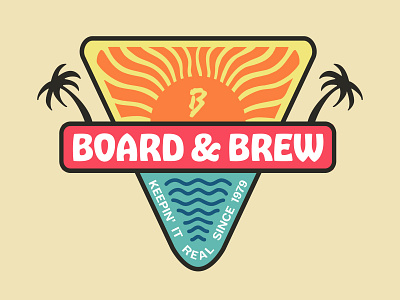 Board and Brew Merch Design badge design beach design lettering logo tee shirt tshirt west coast