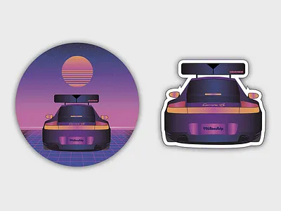 Porsche 996 Synthwave Sticker cars fundraiser graphic design illustration porsche sticker vector