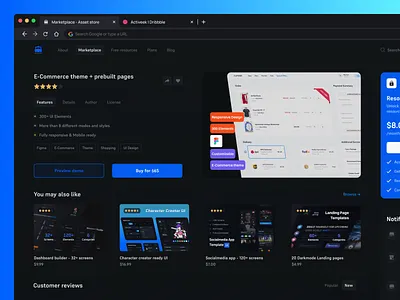Asset Store - Product page web concept assets clean clean ui dark dark mode desktop interface product product page shop simple ui ui design ux web design web shop