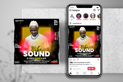 Vibe Sound Instagram PSD Templates banner club flyer dj flyer events flyer instagram photoshop psd psd flyer