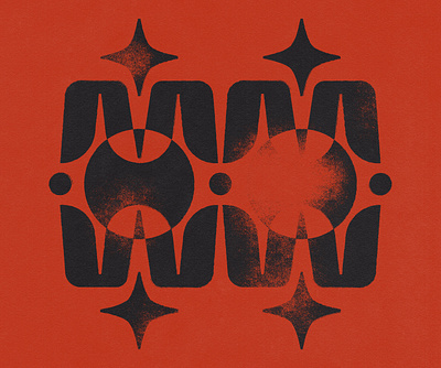 Worn-out Geometric Illustration in Cayenne Red burnt red cayenne circles curves dribbble geometric grit halftone illustration land noise rebound texture vector