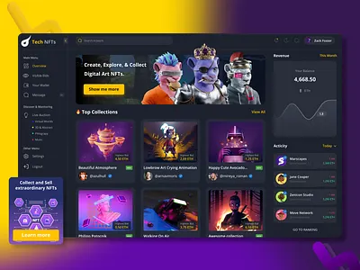 NFT Auction Marketplace User Dashboard admin admin panel analytics blockchain chart crypto wallet cryptoart design fluttertop nft nft app nft dashboard nft marketplace nft web nfts rarible ui uiux user dashboard web3