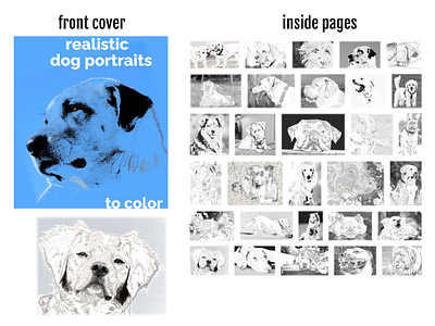 Realistic Dog Portraits to Color coloring coloringbook dogs portraits