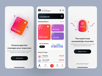 Tempey - Finance Transaction App bank banking banking app bill clean colorful credit card e wallet finance financial fintech fintech app illustration mobile app money money transfer savings transactions transfer ui