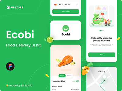 Ecobi - Food Delivery UI Kit buy delivery ecobi ecommerce food illustration pit pit studio shopping ui ui kit