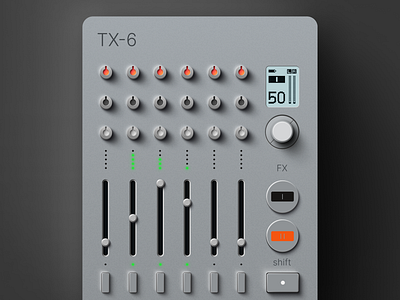 teenage engineering TX-6 2d industrial design product design realistic skeuomorph teenage engineering tx 6 ui