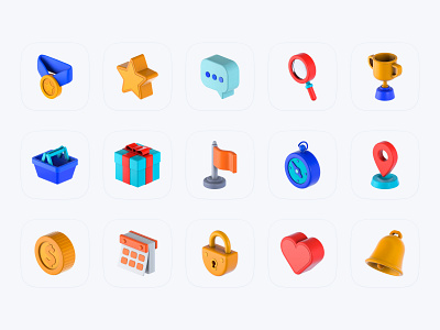E-commerce and education free 3D pack 3d assets badge basket bell coin colors customizable design kit download ecommerce education figma free gift gps illustration padlock plastic trophy