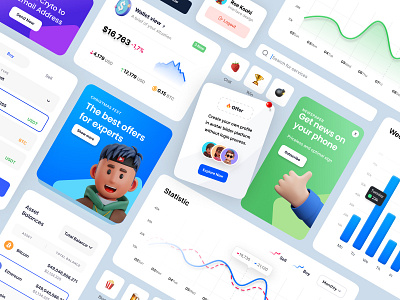 Dashboard design system 3d 3d illustration application banner blog branding card chart crypto crypto currency dashboard design system finance illustration landing page logo mobile nft vector web design