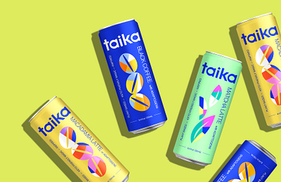 Taika Adaptogen Infused adaptogen bold branding bright coffee colorful design graphic design illustration latte packaging