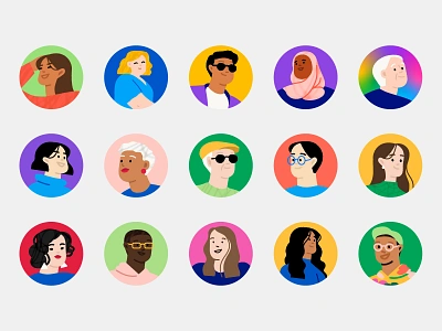 Profile pics character character design character illustrations design diversity head headshot illo illotv illustration profile pic social media ui