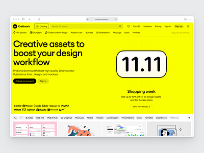 11.11 Shopping Week 11.11 branding craftwork design graphic assets illustration landing landings logo sale ui ui kit ui kits vector web website