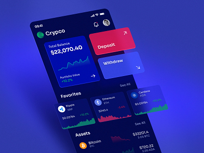 Crypco - Crypto Wallet App app app design bitcoin blockchain branding crypto crypto app crypto currency crypto interface crypto wallet design isometric mobile mobile app perspective ui ux wallet app