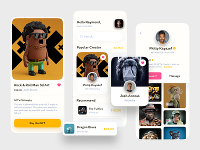 NFT's Market ~ Mobile App design mobile app nft ui uidesign uiux ux uxdesign
