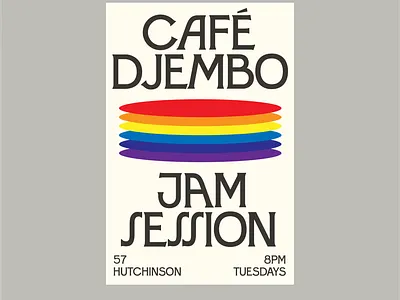 Café Djembo geometric fonts inspo jam minimalist music poster poster design retro vintage