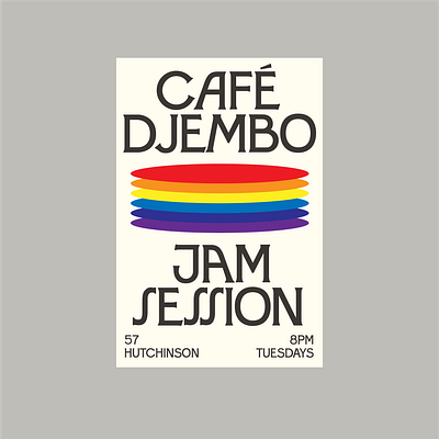 Café Djembo geometric fonts inspo jam minimalist music poster poster design retro vintage