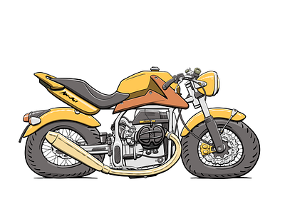 MotoGen #0003 cartoon fat flat illustration logo motorbike motorcycle nft yellow