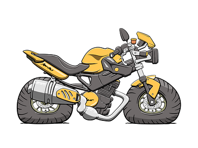 MotoGen #1616 (F800R) bmw cartoon f800 f800r fat flat illustration motorbike motorcycle nft yellow