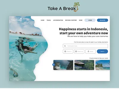 Take a Break - Villa & Resort and Travel Booking Website dashboard hotel landing page resort travel ui ux villa web design website design