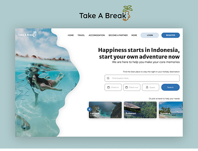 Take a Break - Villa & Resort and Travel Booking Website dashboard hotel landing page resort travel ui ux villa web design website design