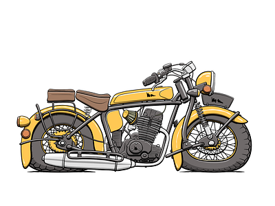 MotoGen #0019 (the Janus) cartoon fat flat illustration janus motorbike motorcycle nft yellow