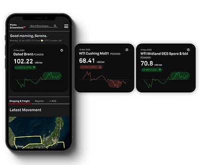 Platts Dimensions Mobile App app fintech product design