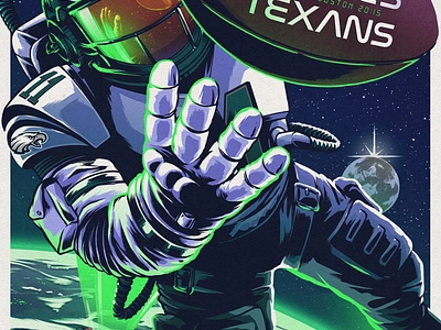 Eagles vs. Texans astronaut eagles earth football houston illustration nasa nfl philadelphia poster scifi space sports texans