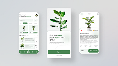 Plant Shop Mobile App app design eco plants app ecommerce ecommerce app ecommerce shop app indoor iosapp minimal minimalistic mobile app mobile ui plant app plant shop app plant store plants app shop app ui uidesign uiux ux